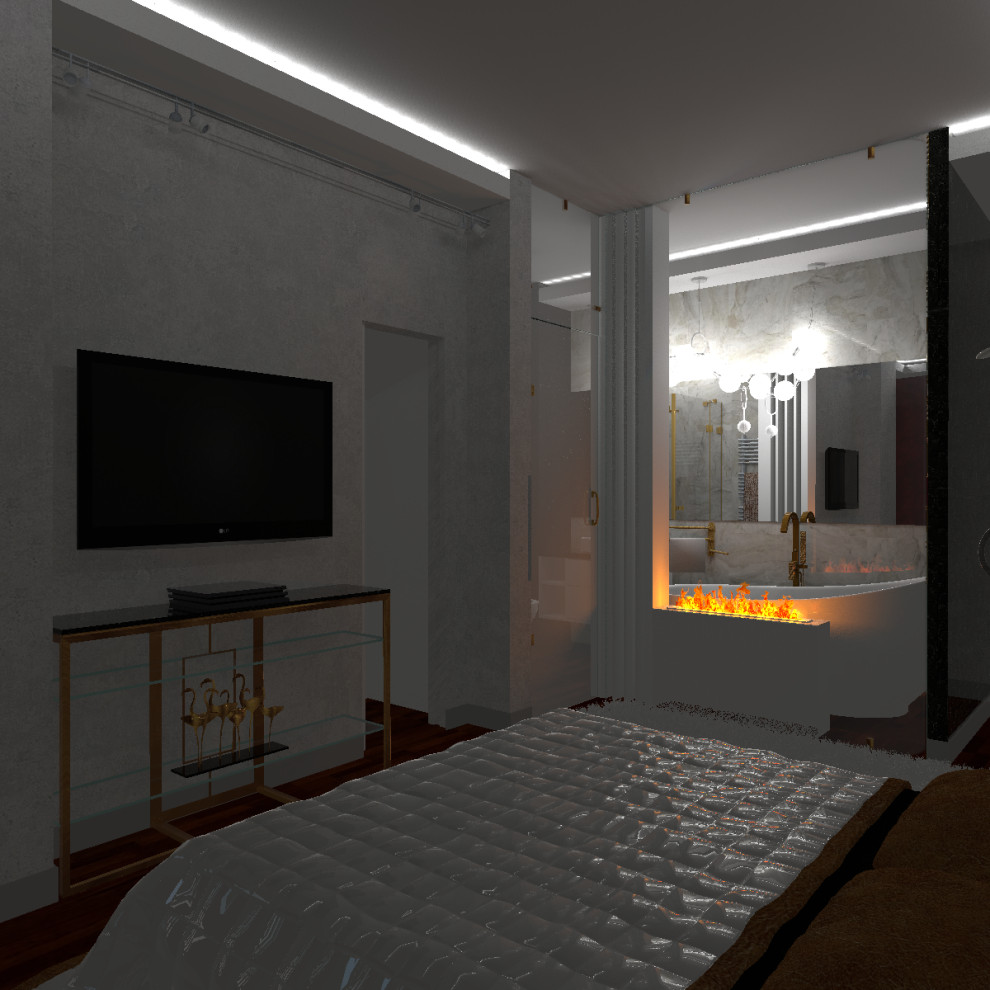 Спальня и ванная для молодой супружеской пары