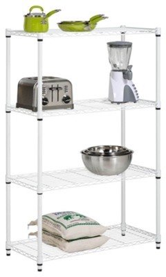 4-Tier White Shelving Unit - 250 Lbs