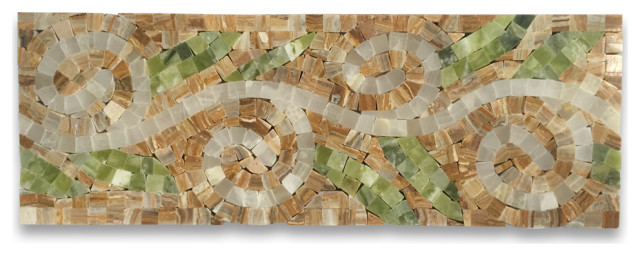 Marble Mosaic Border Listello Tile Garden Onyx 4.7x13.4 Polished, 1 piece