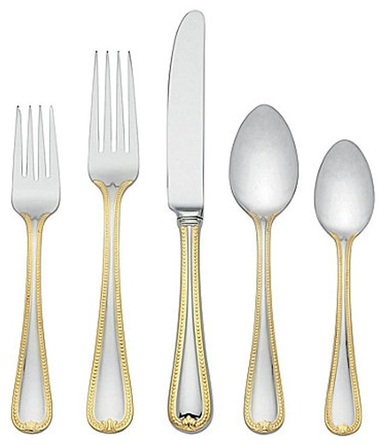 Lenox Vintage Jewel Gold 60Piece Flatware Set, Serves 12 Traditional