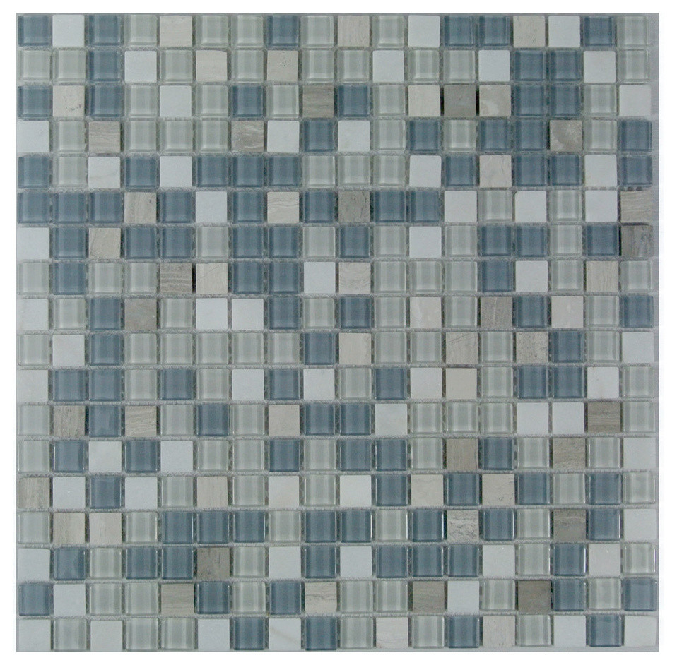 Crystal Stone 0.625 in x 0.625 in Glass and Stone Square Mosaic in Angel Feather