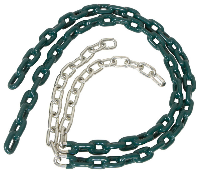 Coated Trapeze Swing Chains, Set of 2, Green, 3.5'