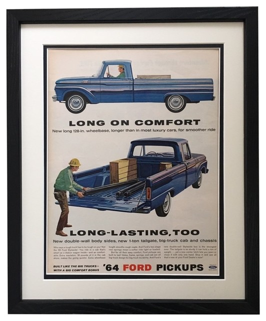 Original Vintage 1964 Ford Truck Ad Print Framed