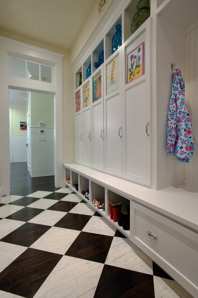 West Coast Hamptons - Example of a classic powder room design in San Diego