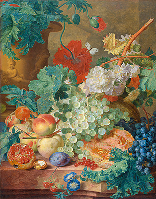 Still Life with Flowers and Fruits, 1749 | Huysum | Canvas Print
