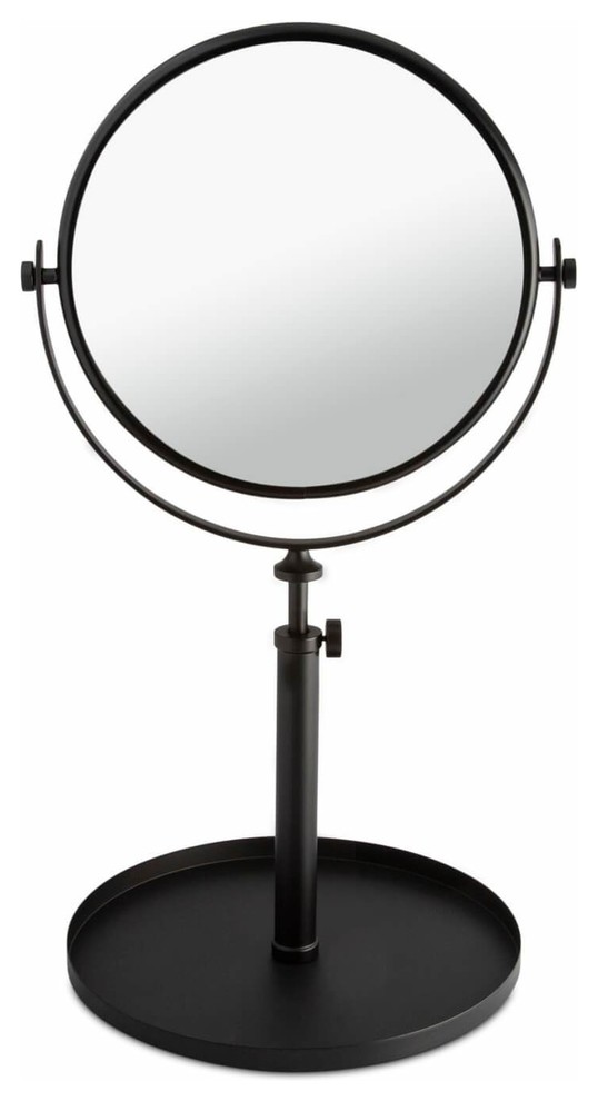 Elegant Free Standing Round Cosmetic Magnifying Makeup Mirror, Matte