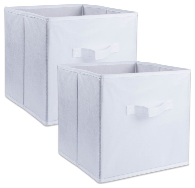 DII 11" Square Nonwoven Solid PP Plastic Cube Storage Bin in White (Set
