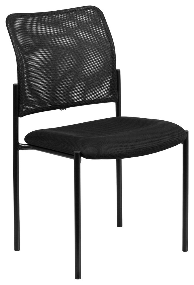 MFO Black Mesh Comfortable Stackable Steel Side Chair