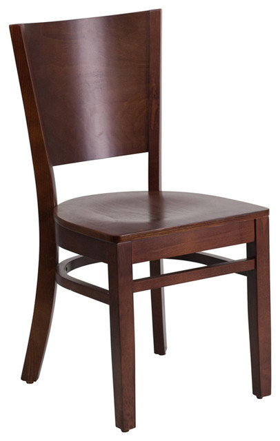 Flash Furniture Lacey Series Solid Back Walnut Wooden Chair