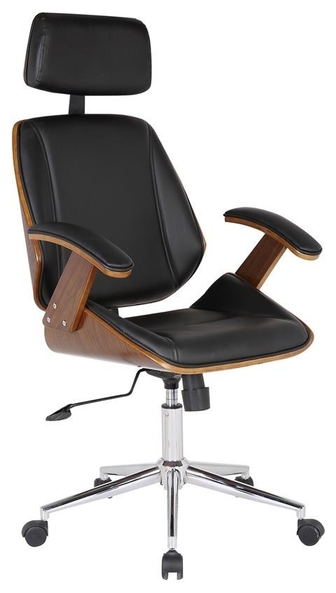 Armen Living Century Office Chair with Multifunctional Mechanism in Chrome finis