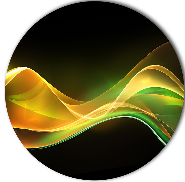 3D Gold Green Wave Design, Abstract Digital Art Disc Metal Artwork ...