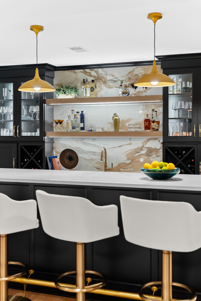 Black Flat-Panel Cabinets | Luxury Wet Bar