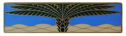 Notting Hill Royal Palm/Periwinkle (Horizontal) Pull - Antique Brass (Enameled)
