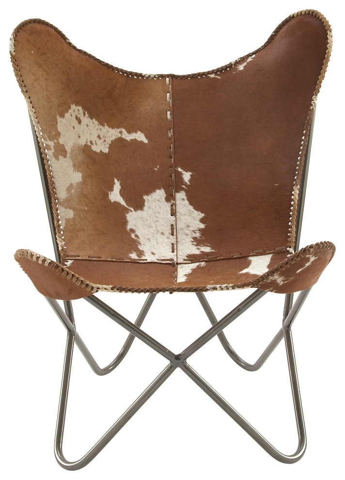 Rustic Brown Leather Butterfly Chair 94988