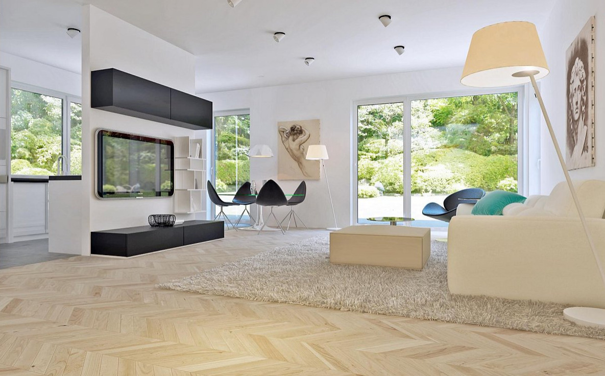 Современный двухэтажный дом с тремя спальнями