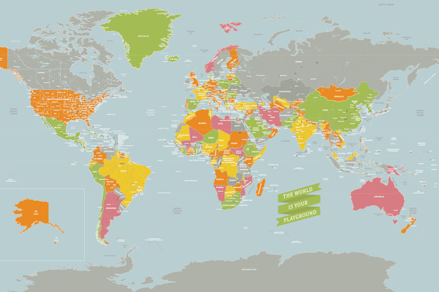 World Map Canvas World Map, Playground World, 24