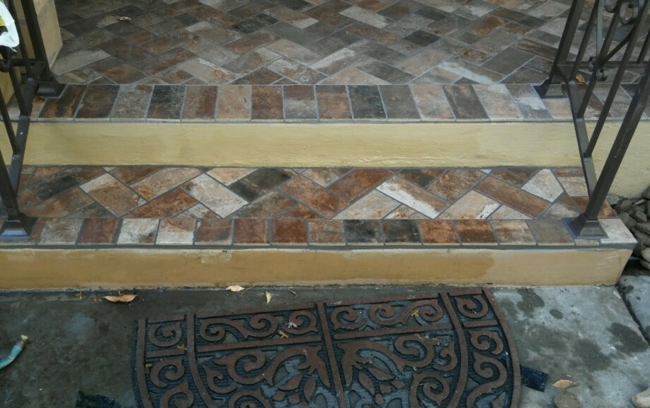 Brick-Look Tiled Front Porch- Lodi, CA