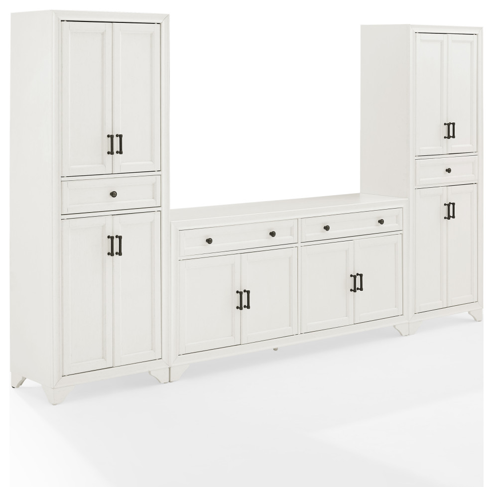 Tara 3Pc Sideboard And Pantry Set Transitional Buffets And