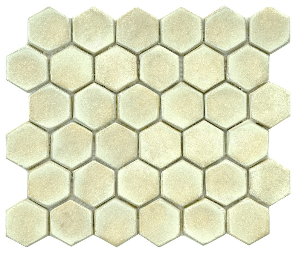 10.75"x12" London Hexagon Ceramic Mosaic Tile, Polar