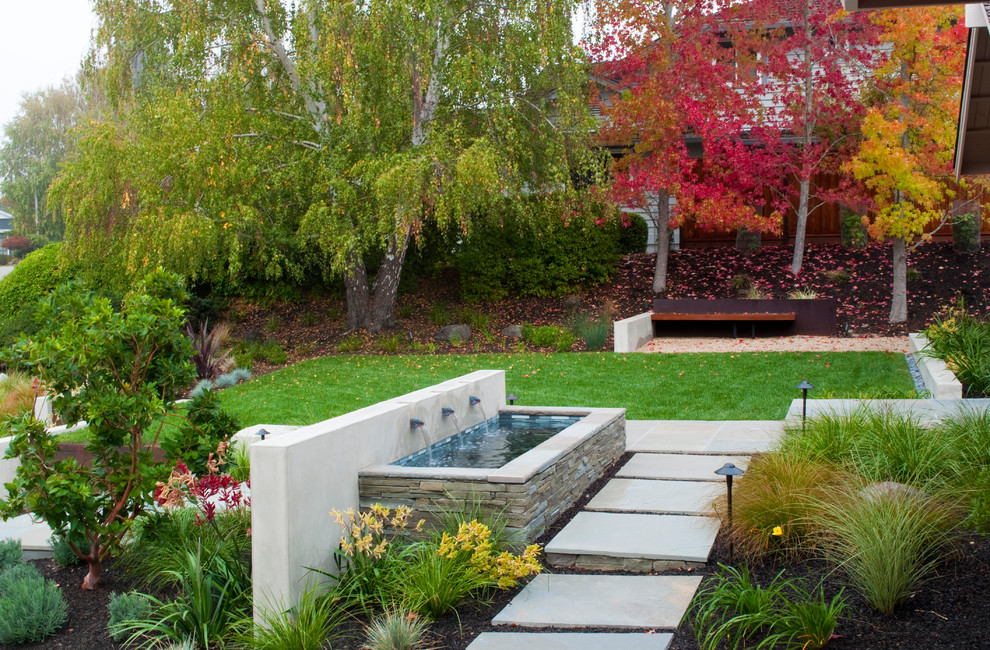 Inspiration for a contemporary garden in San Francisco with a water feature.