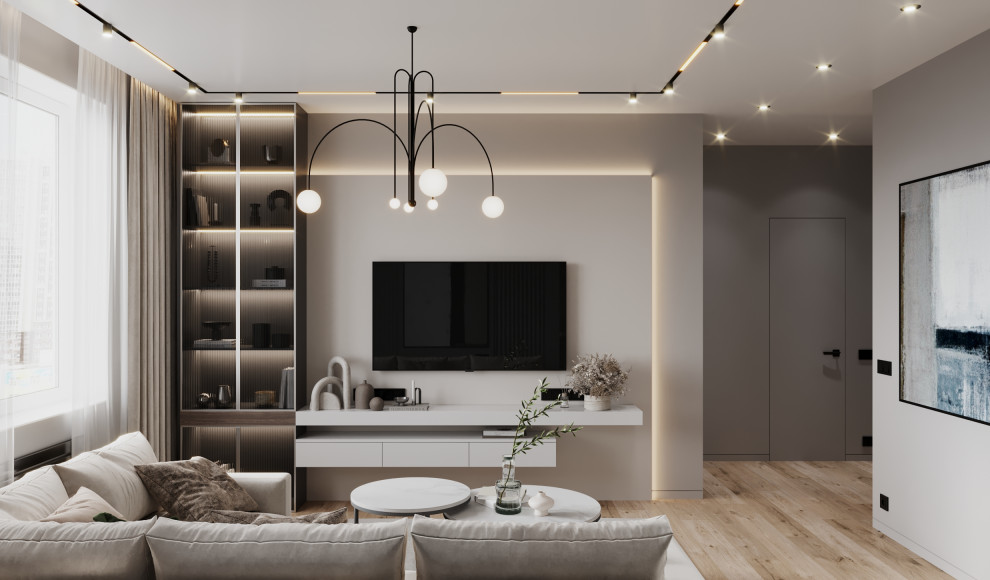 Котельники . Гостиная в бежевых тонах