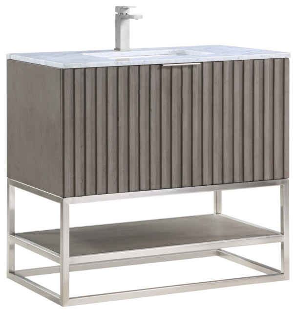 Terra 36 Single" Wallmount Bathroom Vanity, Graywash Contemporary