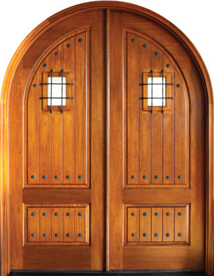 Inspiration for a mid-sized front door in Tampa with a double front door.