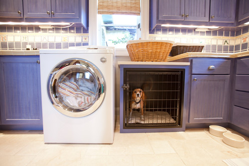 creative dog crate ideas - laundry