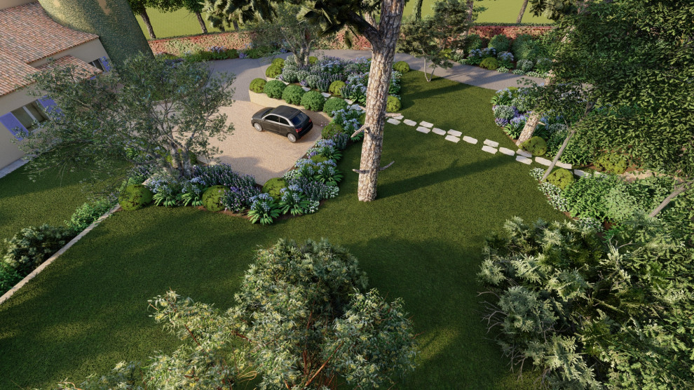 Design ideas for a mid-sized mediterranean garden in Nice.