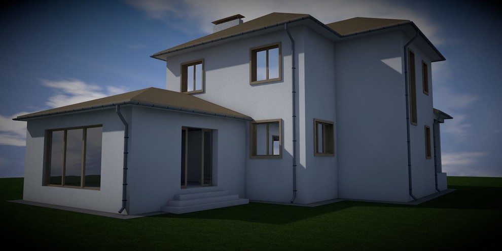 Архитектурное решение 2-х этажного коттеджа площадью 245м2