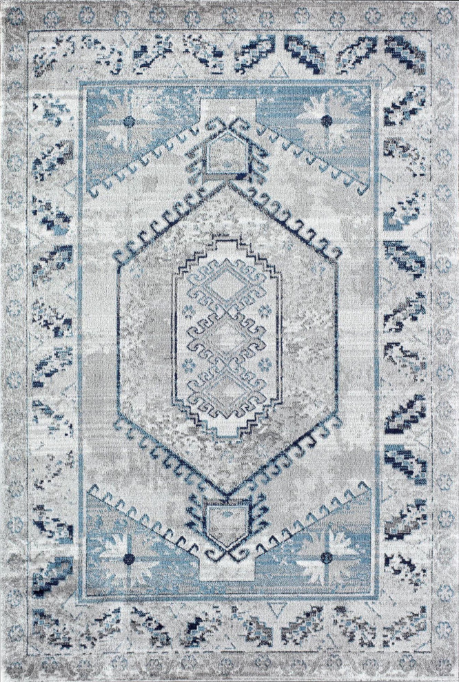 Rugs America Freida FY10A Misty Blue Farmhouse Area Rug, 2'6"x8