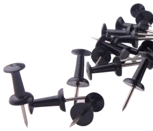 Decorative Plastic Push Pins Black Office Thumb Tacks 500 Pcs Drawing