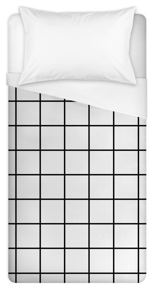 Black and White Grid Duvet Cover, 68x1x88 Contemporary Duvet Covers