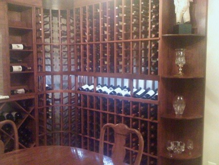 Inspiration for a mid-sized traditional wine cellar in Philadelphia with storage racks.