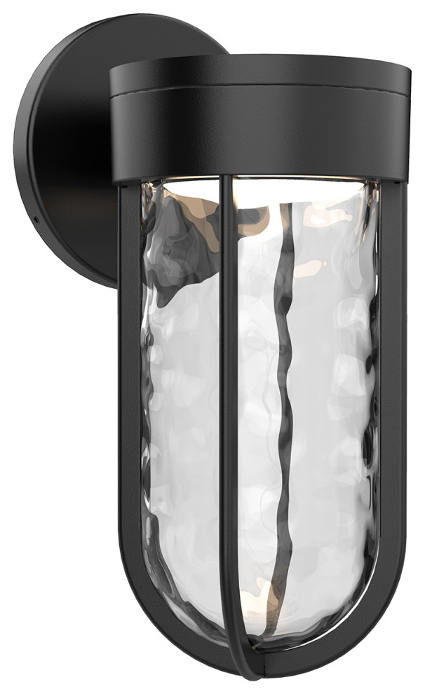 Davy Exterior Wall Lamp, Black, 5x6x11 Beach Style Outdoor Wall