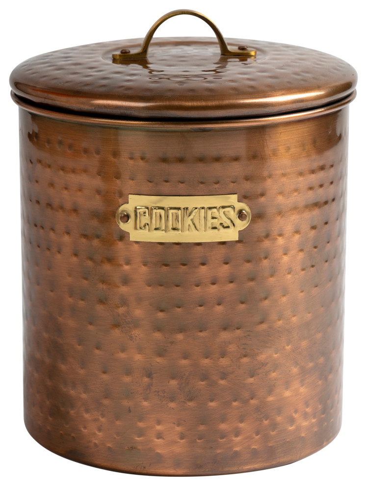 nu steel Hammered Antique Copper Cookie Jar Traditional Kitchen