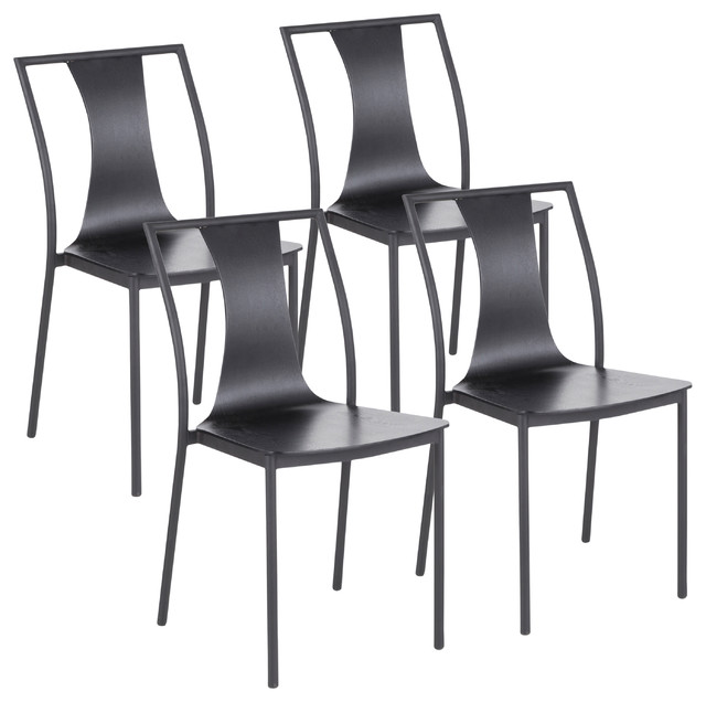 Osaka Contemporary Chair With Black Metal Set Of 4 Transitional Dining Chairs By Lumisource