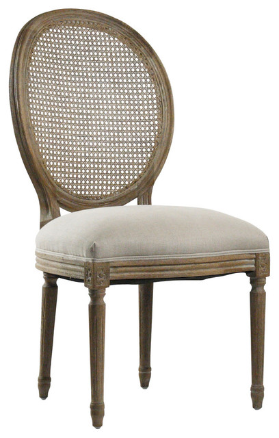 Medallion Side Chair With Cane Back, Gray Oak - Traditional - Dining