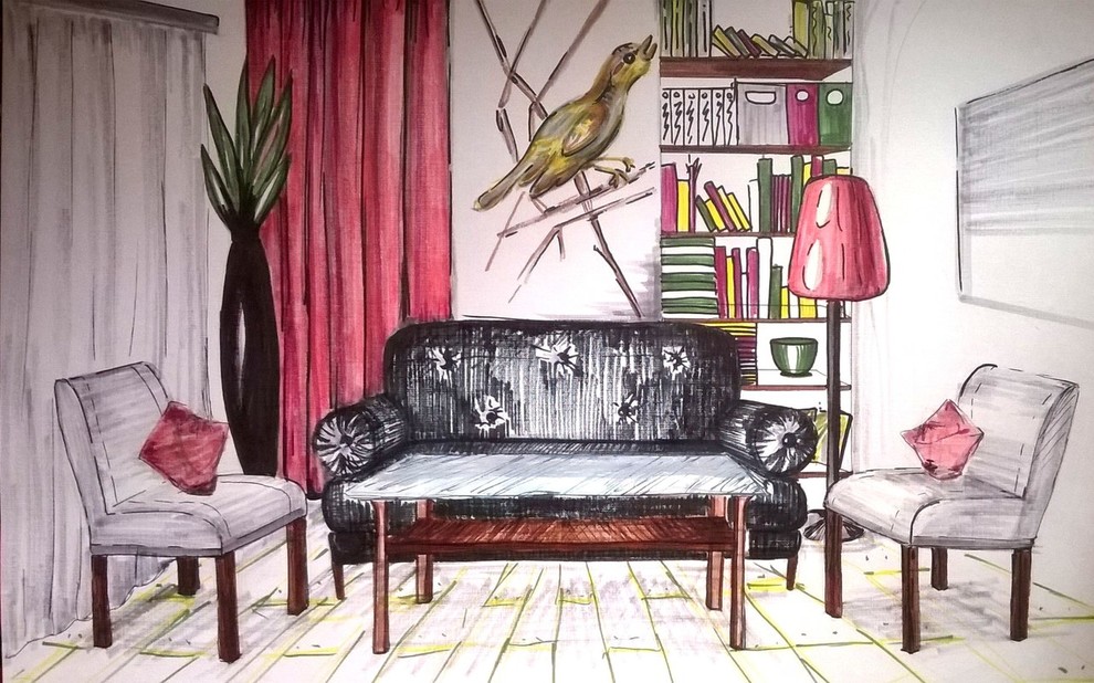 Эскизы маркерами к интерьерам