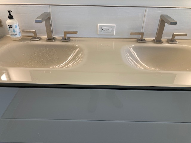 Birmingham minimal white master bath