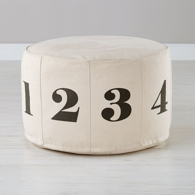 Natural Canvas Numbers Pouf