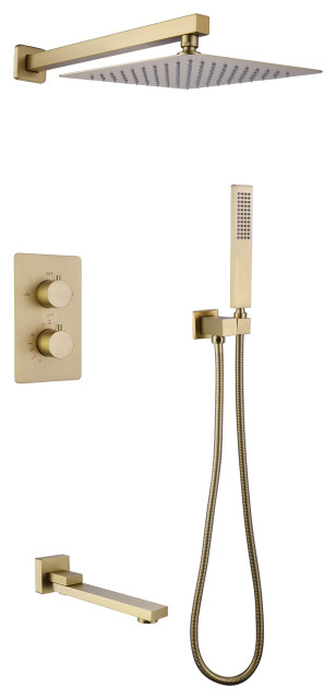 Wall Mounted 3-Function Thermostatic Shower System with Rough-In Valve ...