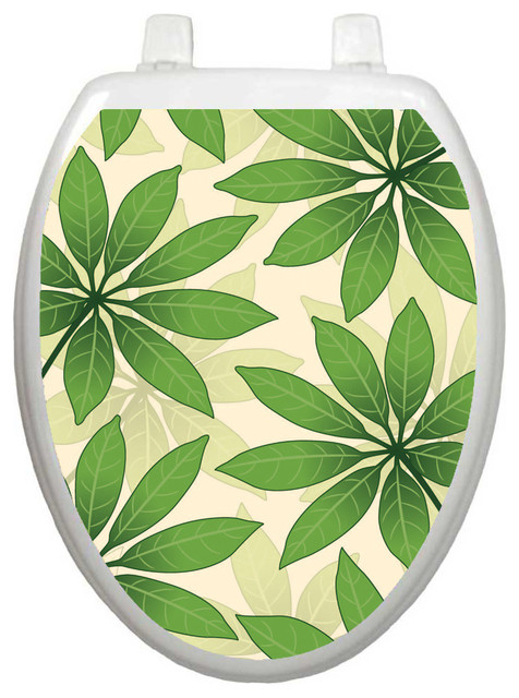 Floating Leaves Toilet Tattoos Seat Cover, Vinyl Lid Decal, Bathroom Decoration, Elongated