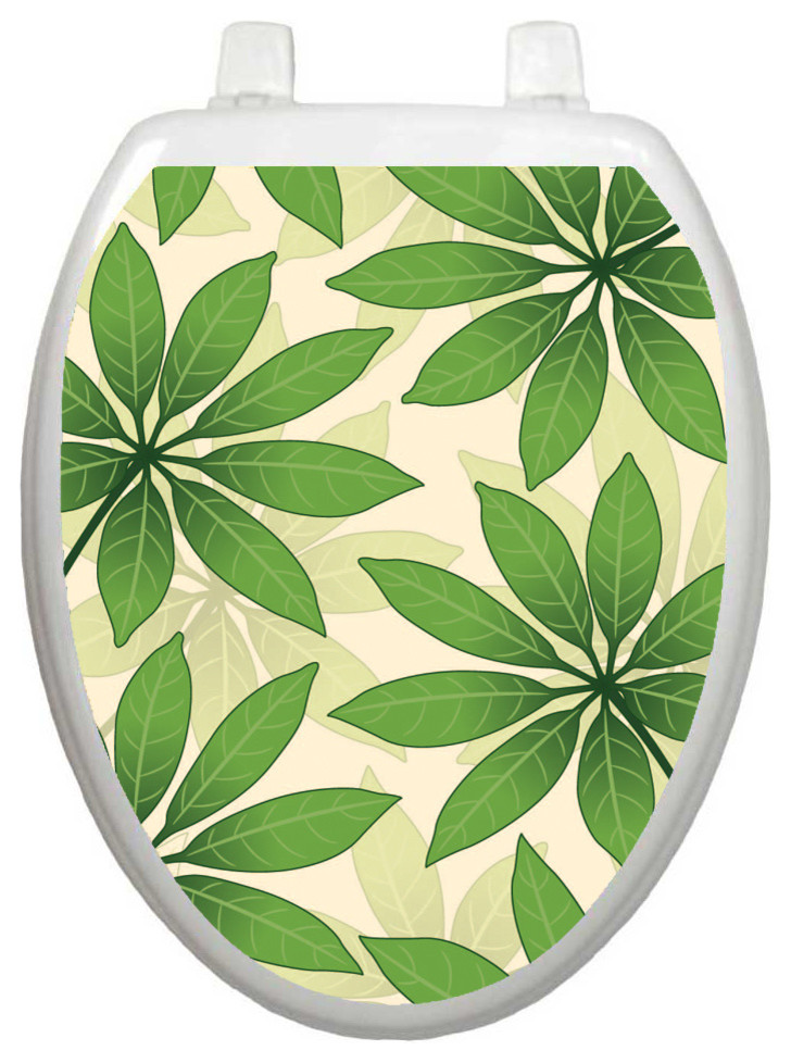 Floating Leaves Toilet Tattoos Seat Cover, Vinyl Lid Decal, Bathroom