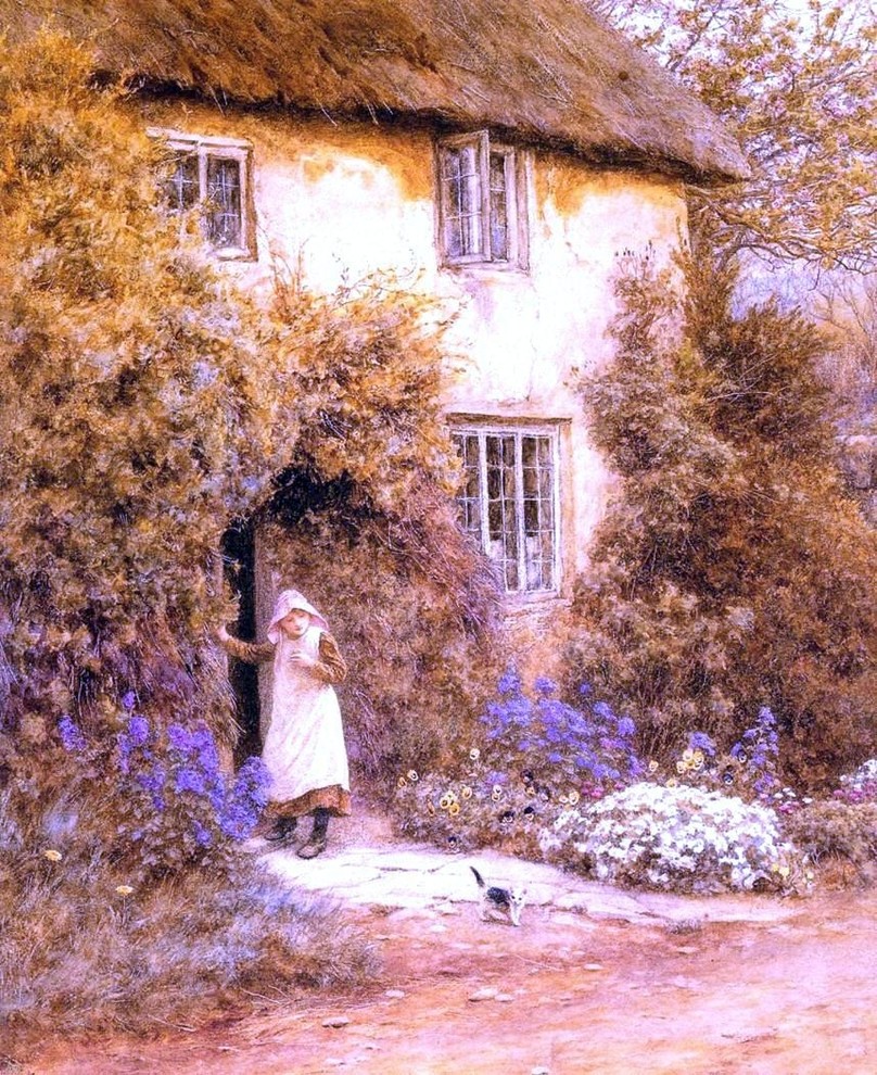 Helen Allingham A Cottage Door - 20" x 25" Premium Canvas Print