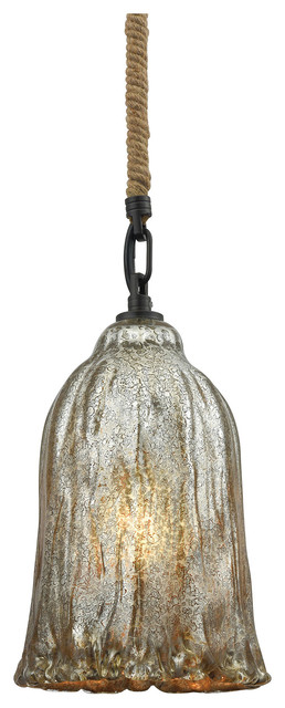 Hand Formed Glass 1-Light Pendant, Oil Rubbed Bronze