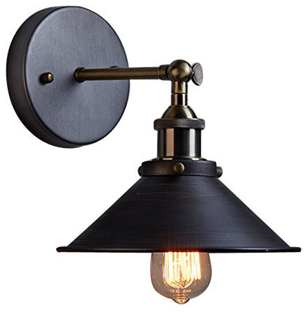 Industrial Edison Simplicity 1 Light Wall Light Sconces Aged Steel Finish