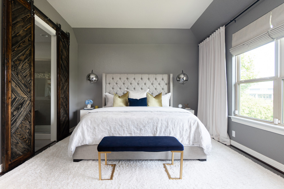 This is an example of a mid-sized contemporary bedroom in Austin.