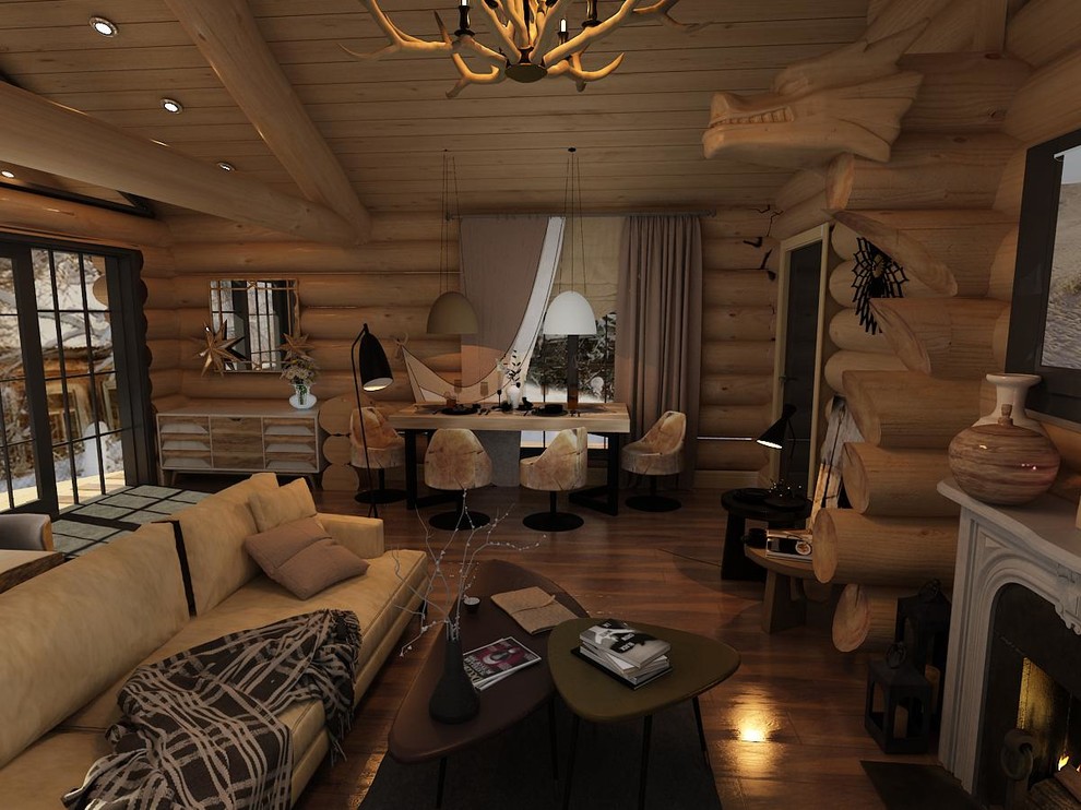 Проект, интерьер бани из бревна