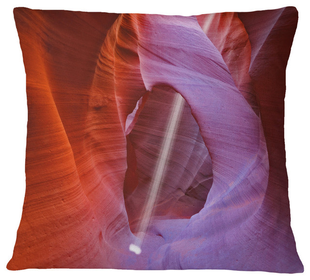 Red Orange Antelope Canyon Landscape Photo Throw Pillow, 16"x16"